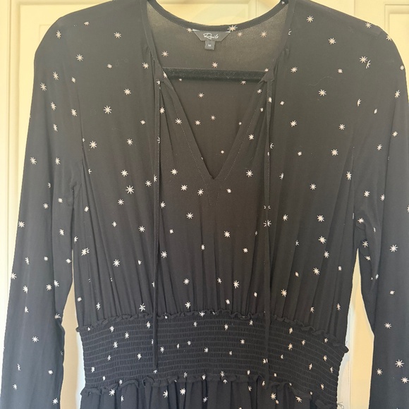 Rails Black Star Print Midi Dress | Size M - Picture 2 of 6